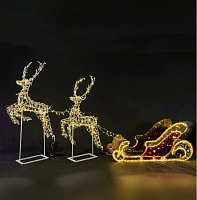 Новогодняя фотозона парящие олени в упряжке с санями