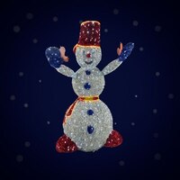 Светодиодный Снеговик 2м в мишуре - 3D